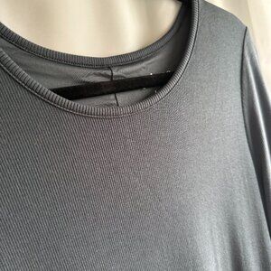 Quince Tencel Rib Knit Long Sleeve Dress L Dark Olive (NWT)